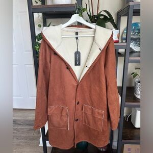 Cozy Retro-Inspired Soft Women’s Hooded Long Jacket Coat Noracora Size Large NWT